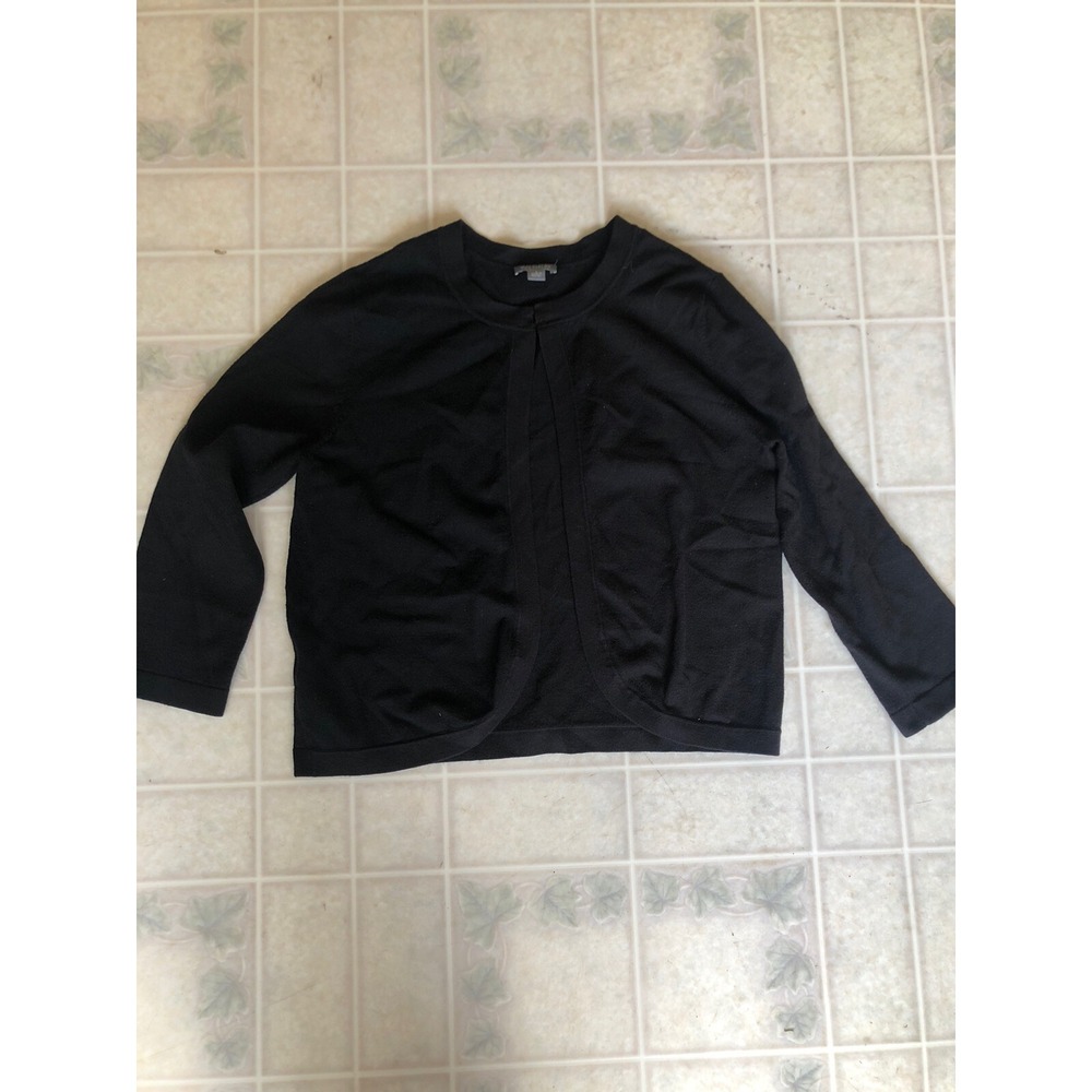 Ann Taylor Black Fine Gauge Short Black Sweater Shrug Sz Small Double Hook Close